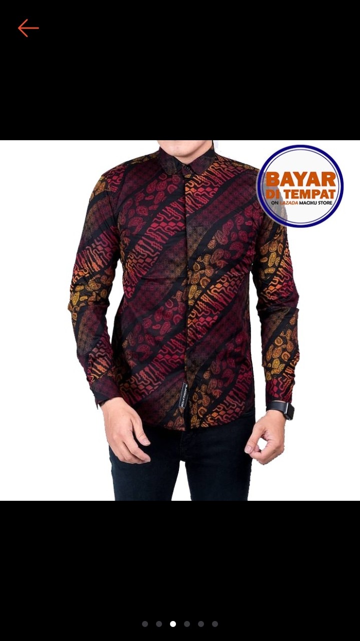 Maciku Store Kemeja Batik Songket Pria Lengan Panjang Baju Batik Print Premium Quality