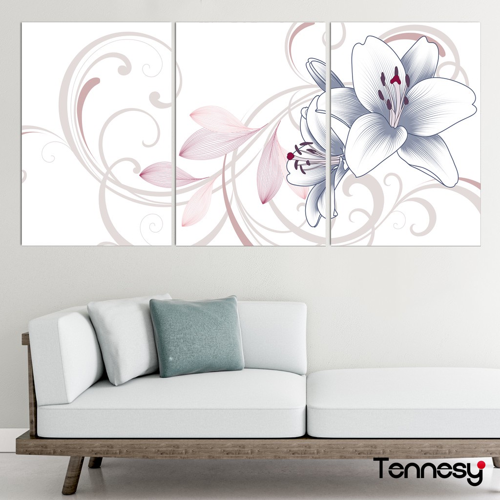 HIASAN DINDING SET BLUE FLOWER WALL DECOR PAJANGAN POSTER DEKORASI RUMAH