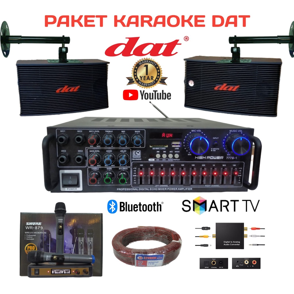 Paket Karaoke Speaker Dat ak100 Power Amplifier Sunbuck