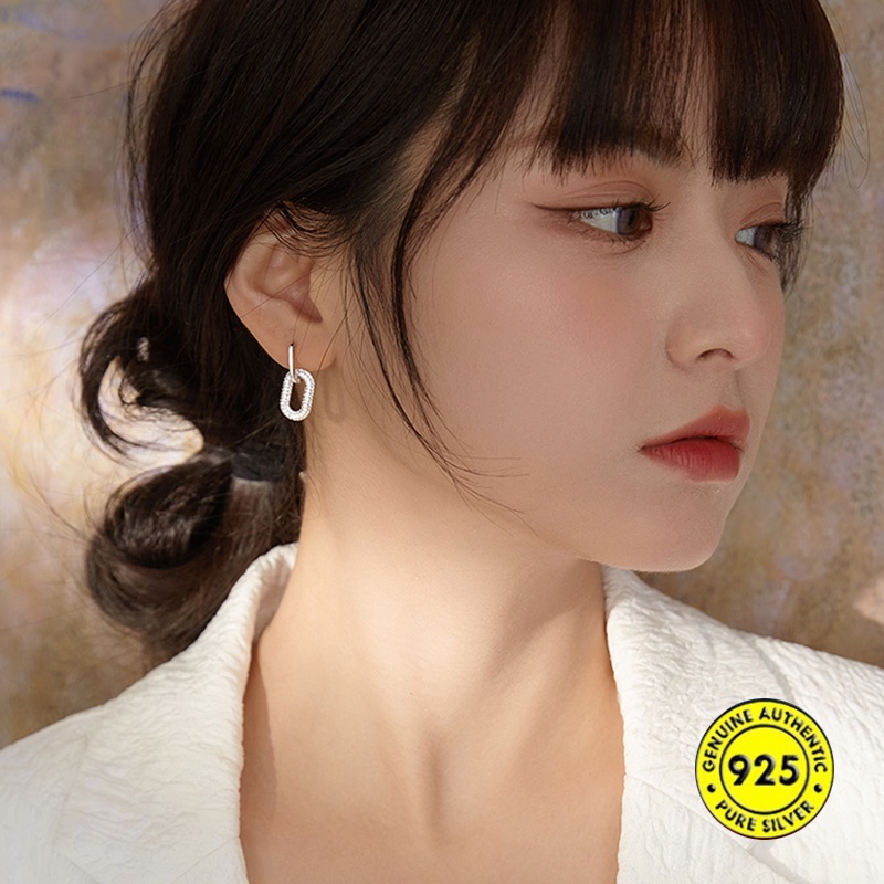 Anting Tusuk Sterling Silver 925 Hias Berlian Imitasi Untuk Wanita