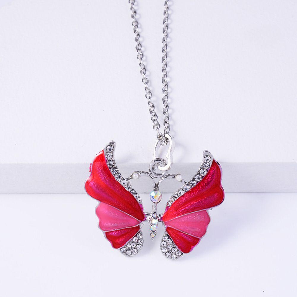 Lily Butterfly Kalung Perhiasan Aksesoris Fashion Tetes Minyak Perhiasan Menarik Berlian Serangga Choker