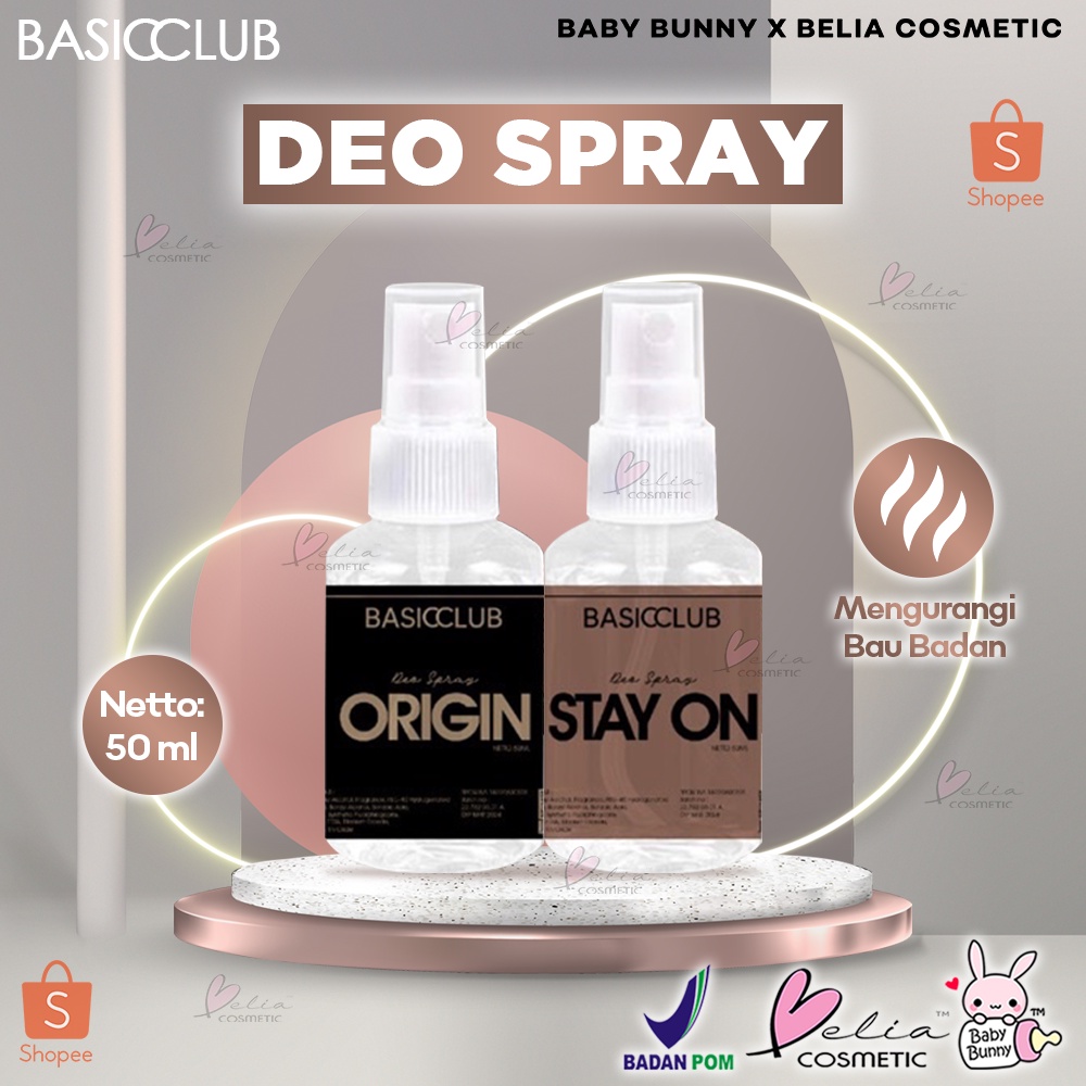 ❤ BELIA ❤ BASICCLUB Deodorant Spray STAY ON | ORIGIN 50ml | Deodorant by Geamoore | BPOM