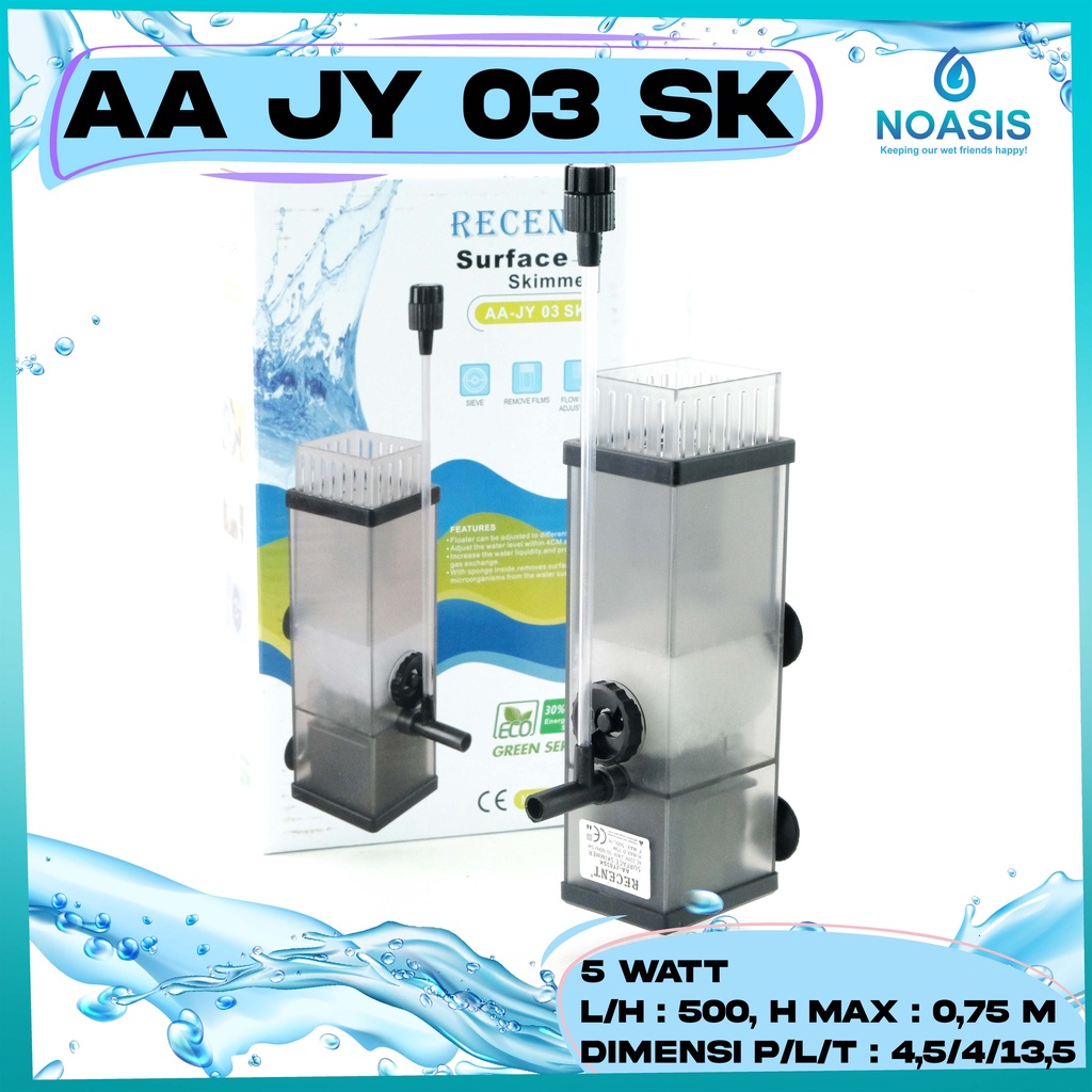 RECENT JY 03 SK 5 W SURFACE SKIMMER POMPA PEMBERSIH PERMUKAAN AQUARIUM