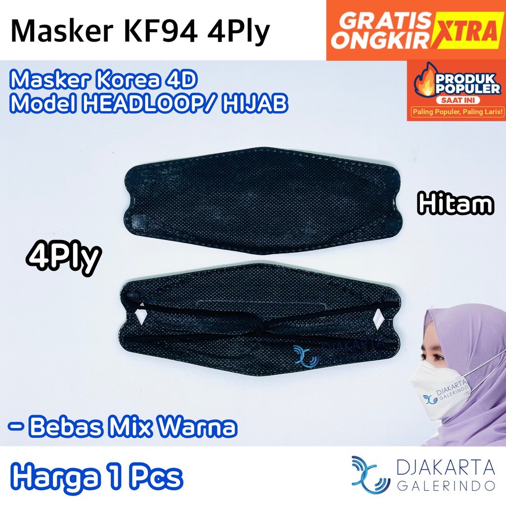 Masker KF94 Hijab / KF94 Headloop 4PLY Korea KPOP