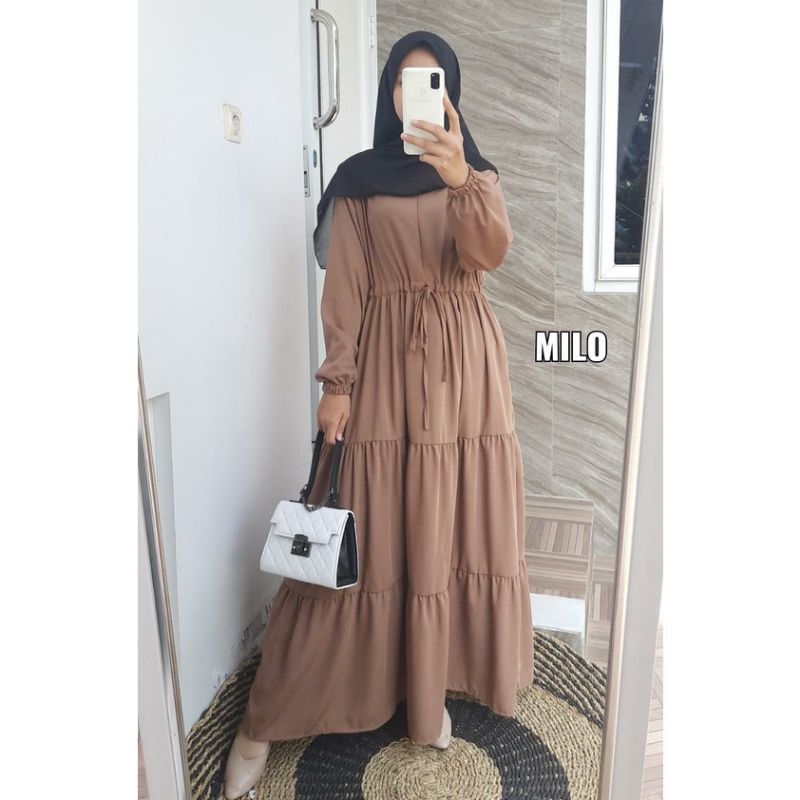 Dress Remaja terbaru/terlaris/termurah(Gamis wanita terbaru serut susun)bahan CRINKEL AIRFLOW