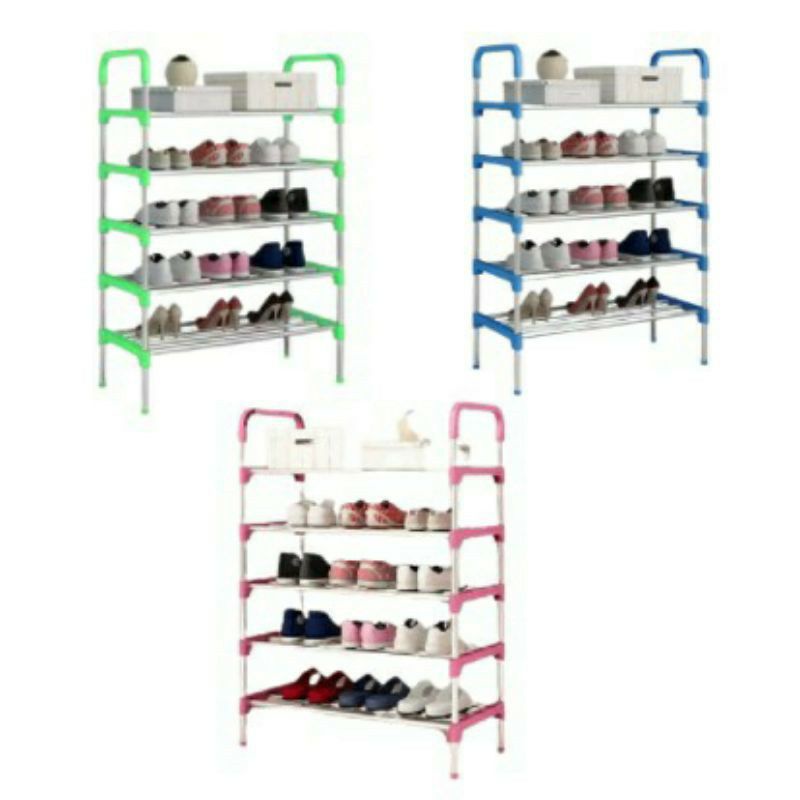 RAK SEPATU SANDAL 5 SUSUN PORTABLE LAYER HOLDER  BESI PLASTIK