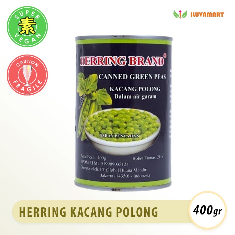 

HERRING Brand Canned GREEN PEAS 400gr Qing Dou Ching Tou Kacang Polong dalam air garam