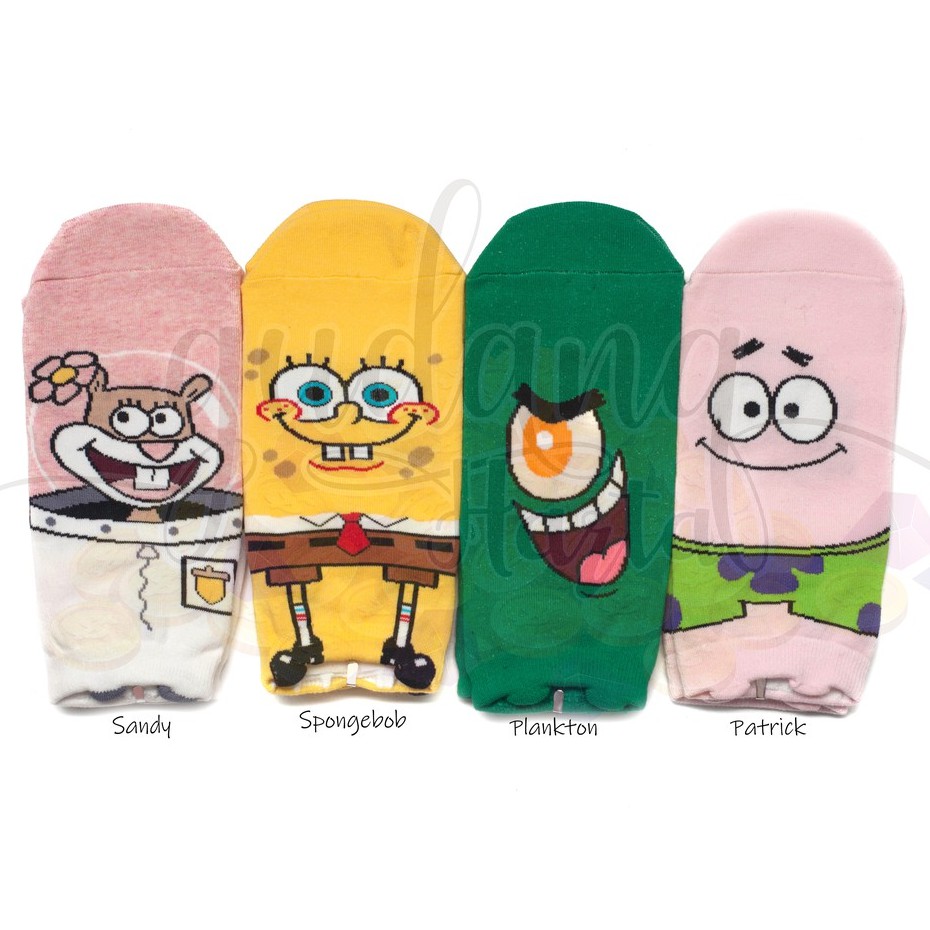 Kaos Kaki Wanita Pendek Korea Spongebob Patrick Lucu Unik GH 103188