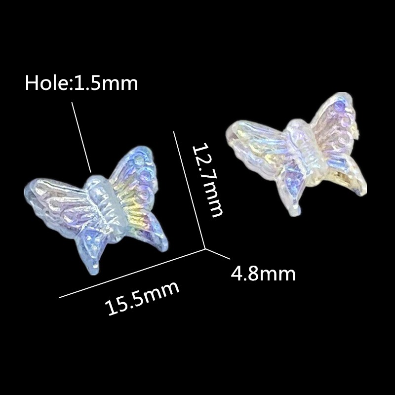 30pcs Color AB Charms Butterfly Shape Manik-Manik Akrilik Manik-Manik Spacer Longgar Untuk Membuat Perhiasan DIY Handmade Gelang