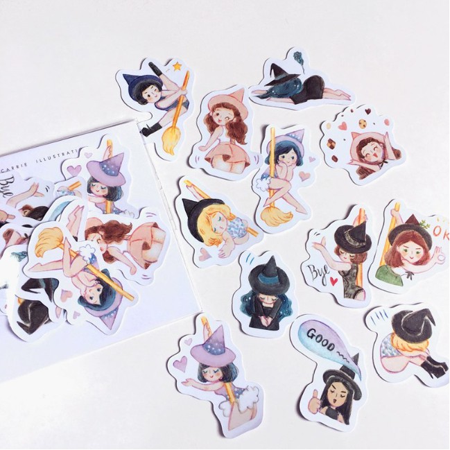 

Carrie Illustration Flake Sticker Little Witch