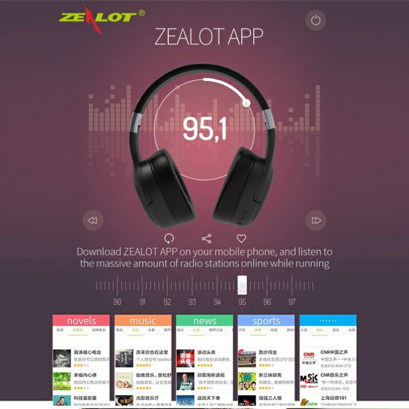 Zealot B28 Wireless Headset Headphone Bluetooth 5.0 with Mic 