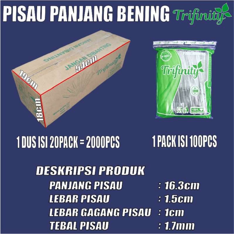 Trifinity Pisau Kue Tart Cake Ulang Tahun / Pisau Plastik Panjang Hitam Bening Murah Per Pack Var