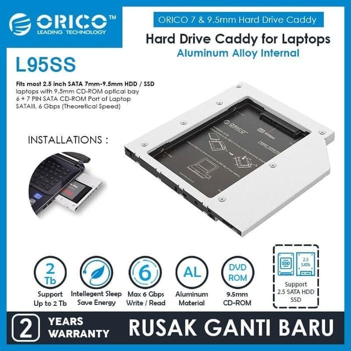 Orico Hdd caddy 9.5mm sata - L95ss original case HDD