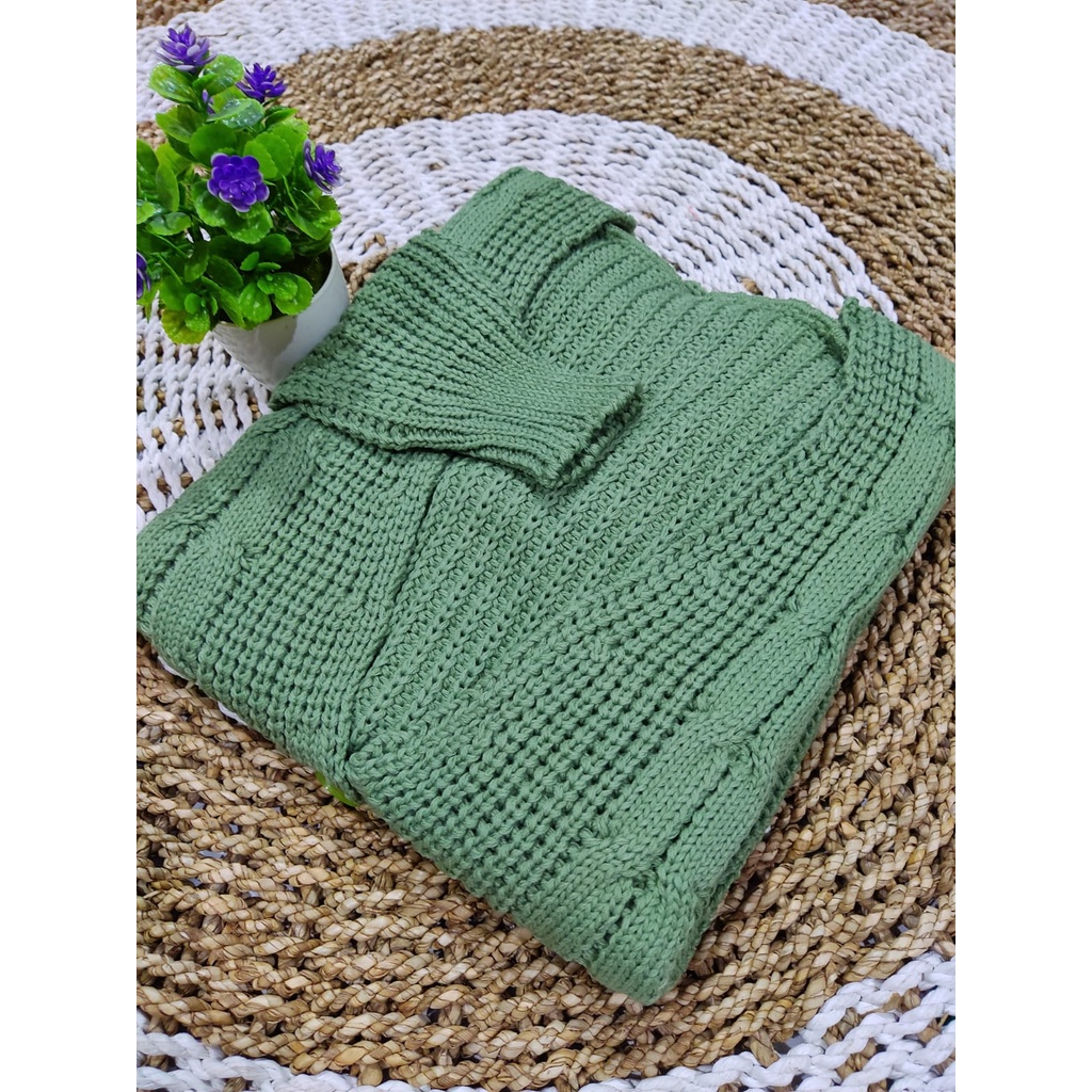OUTER RAJUT CABLE 3GET SUPER PREMIUM/CARDIGAN RAJUT TEBAL/CARDIGAN WANITA OVERSIZE-MINT