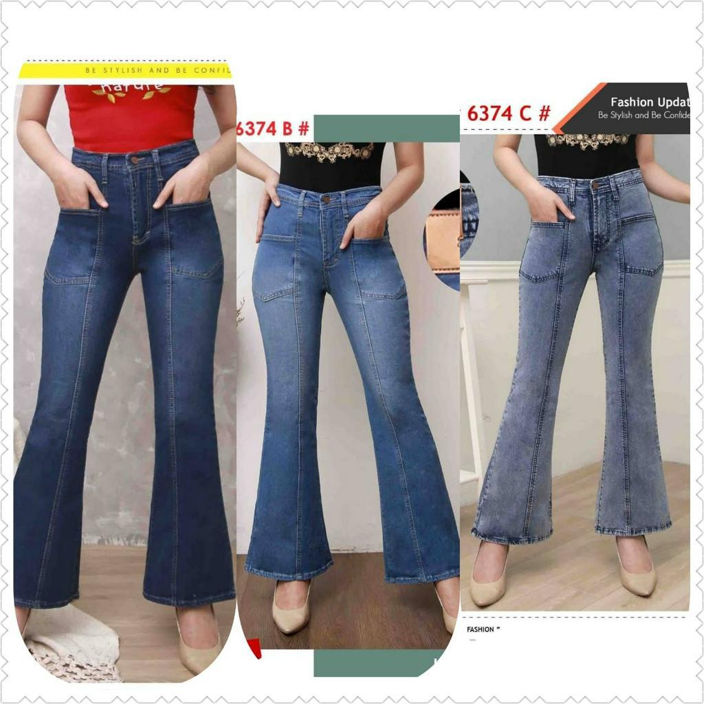 #132 GUPS CUTBRAY JEANS KANTONG DEPAN HIGHWAIST TERLARIS
