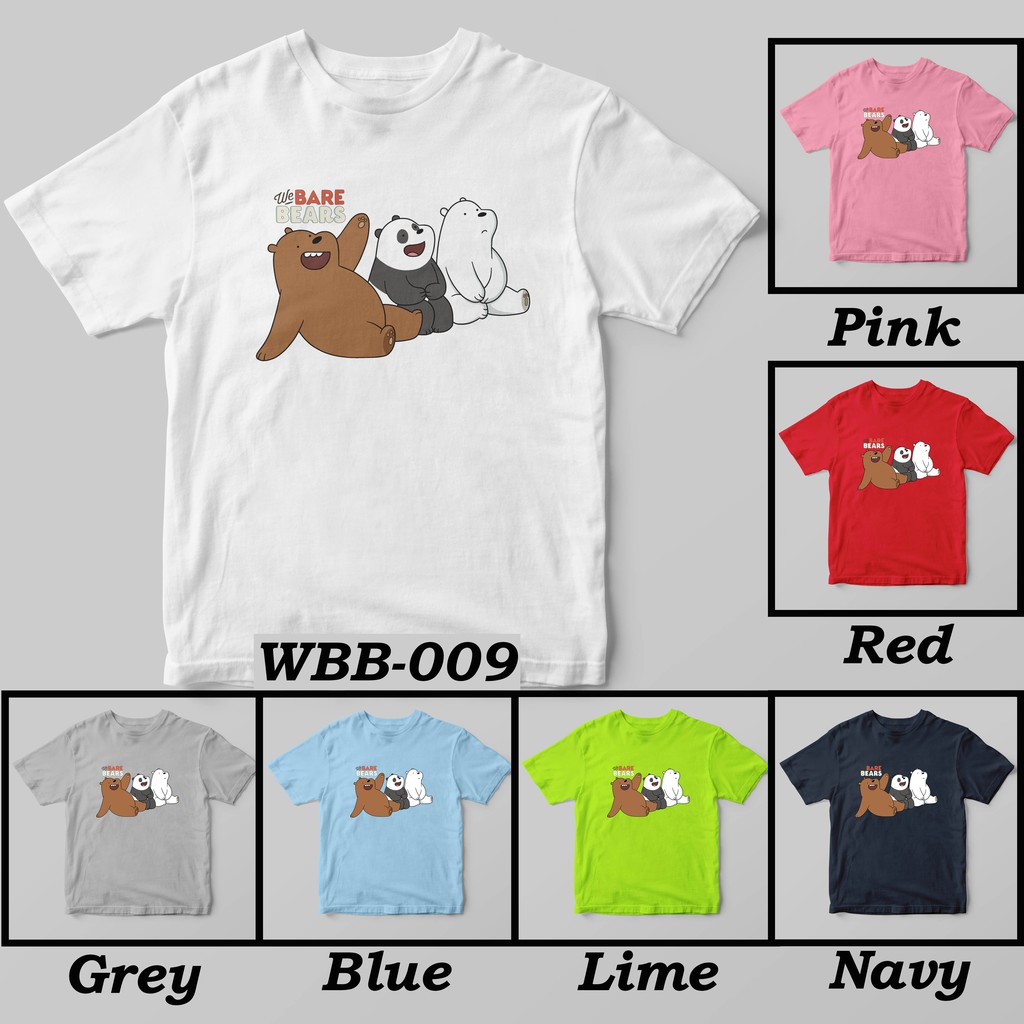 [FREE NAMA !!] Kaos Anak &amp; Family We Bare Bears 100% COTTON PREMIUM