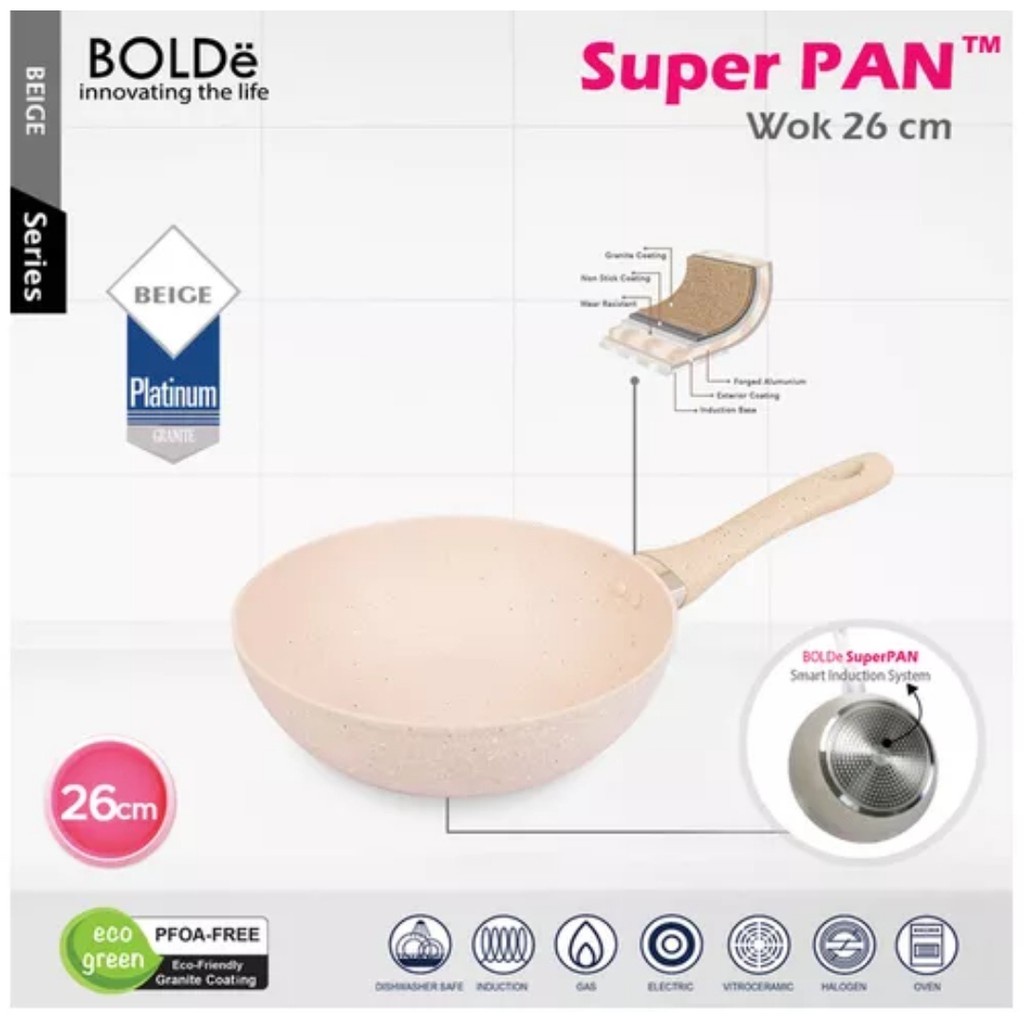 Wajan Penggorengan BOLDe Super Pan Wok Pan Granite 26 CM Panci Goreng