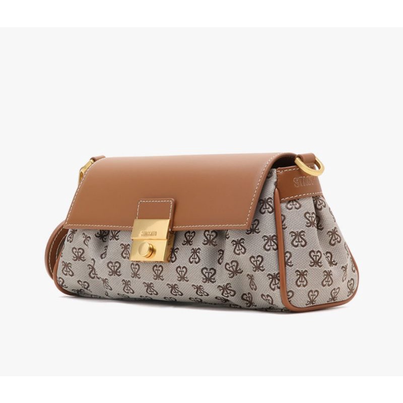 SALE STACCATO BRANDED HAND BAG LEATHER BROWN / BLACK NEW ORIGINAL