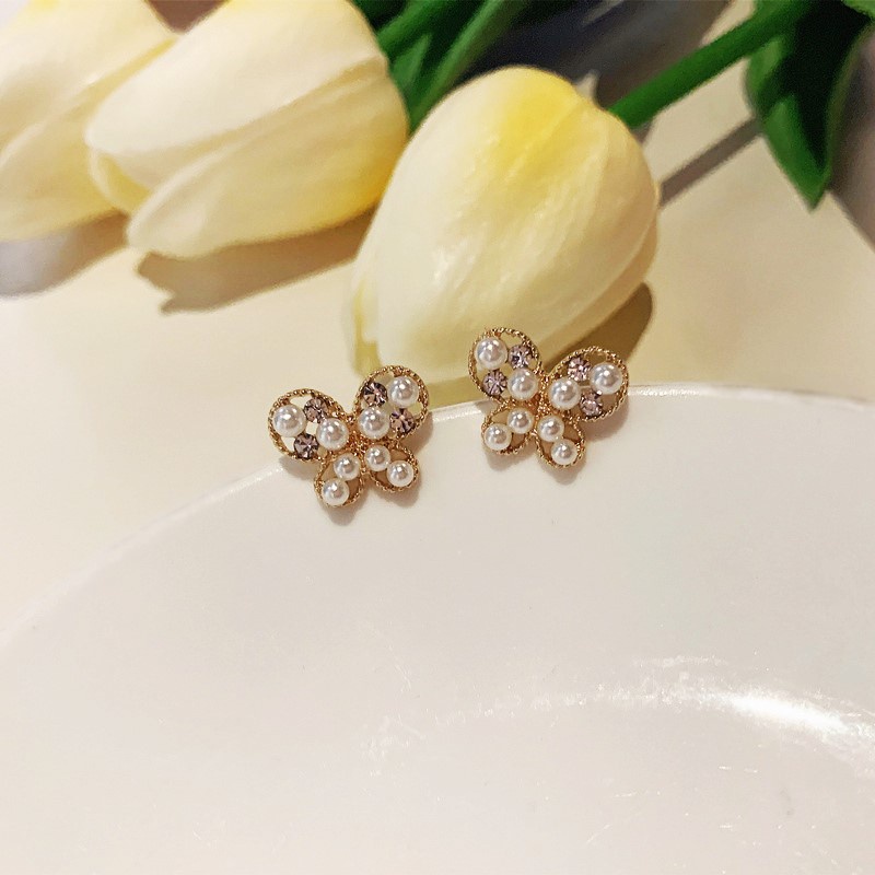 Anting Stud Tanpa Tindik Desain Pita Gaya Korea Untuk Wanita