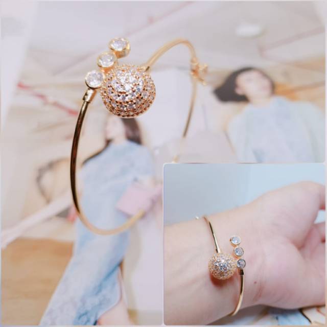 Gelang bangle elastis bola lapisan full permata Xuping import fashion bestseller bestquality import