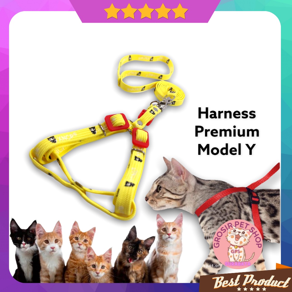 Tali harnes kucing / harness kucing model Y premium