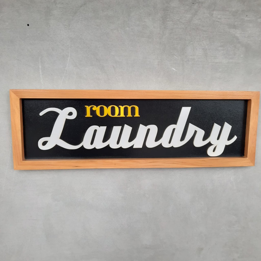 Hiasan dinding laundry room - Hiasan dinding frame tulisan timbul