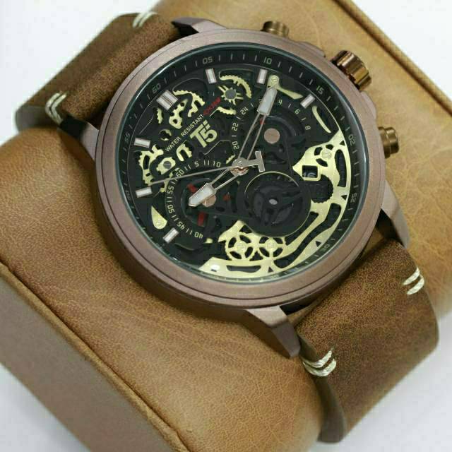 Jam T5 H 3624 leather chronograph free box