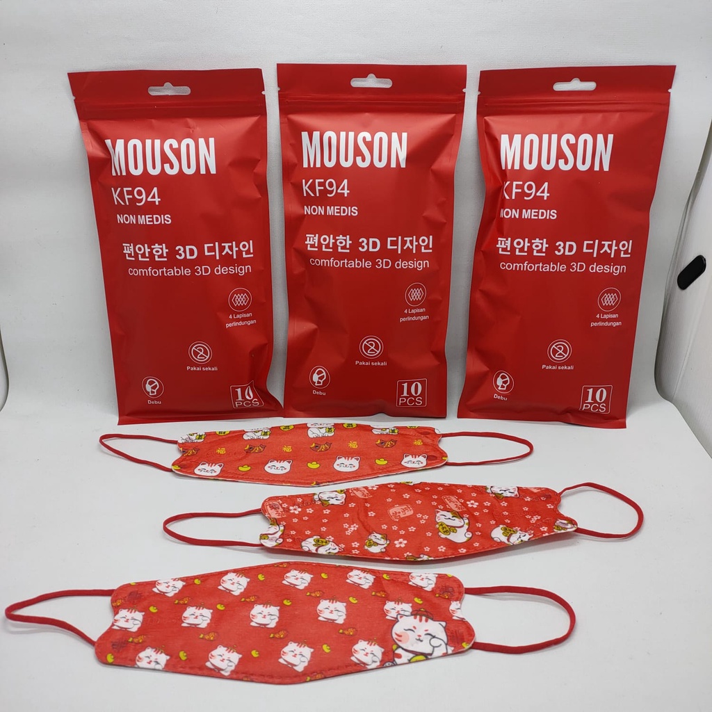 Mouson Masker KF94 Motif / Imlek / Fashion / Korea Face Mask isi 10 pcs