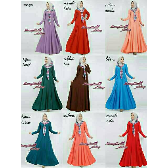 Gamis Polos Jersey Busui Syari Busana Muslim Fashion Cewek 1kg Muat 3pcs NR_Outfit Official COD