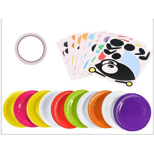 1 SET DIY PAPER PLATE dus ungu 10pcs / mainan diy dari piring kertas mainan edukasi art n craft