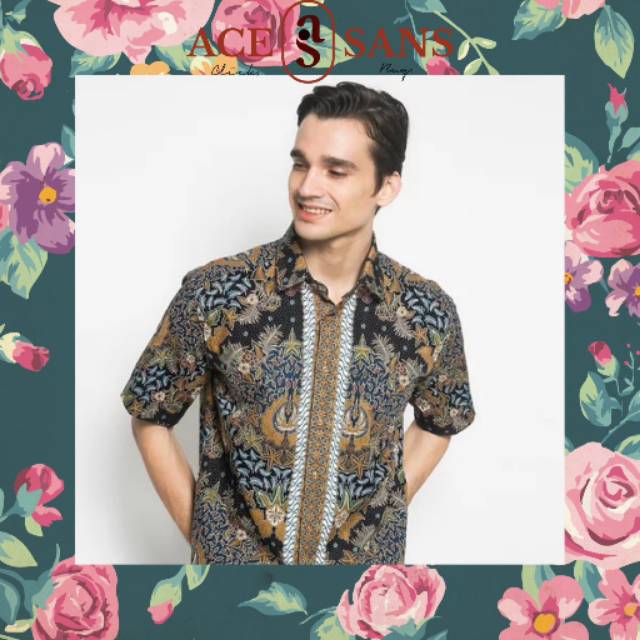 Alisan Kemeja Lengan Pendek Batik Reguler 10434 BTKRG10434 Biru SS | Kemeja Batik | Kemeja | Ori