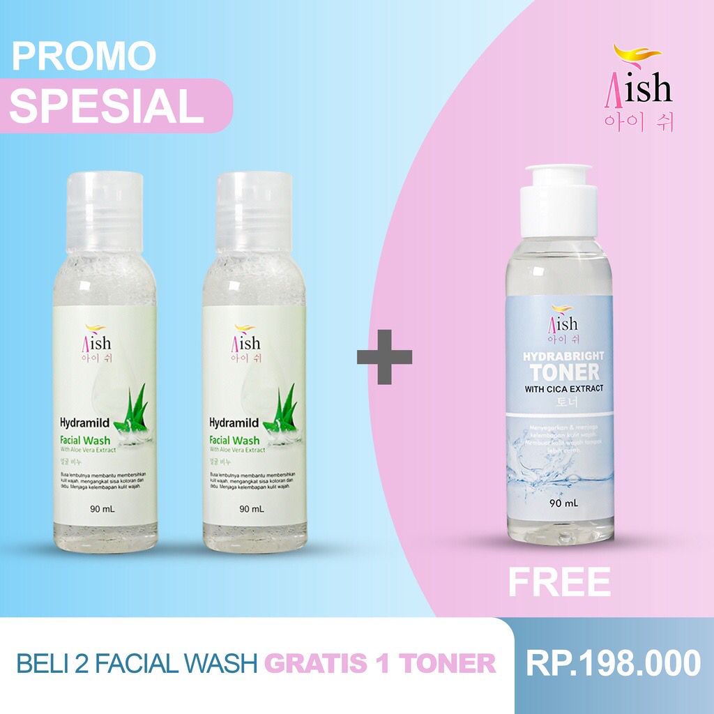 Aish / aish facial wash / Paket Promo Aish Beli 2 Facial Wash Free 1 Toner Gratis