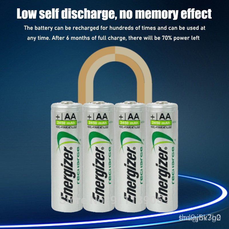 Pengisi Daya Baterai Energizer AA/AAA + Baterai Isi Ulang Kamera Ni-MH 1.2V AA 2450mAh