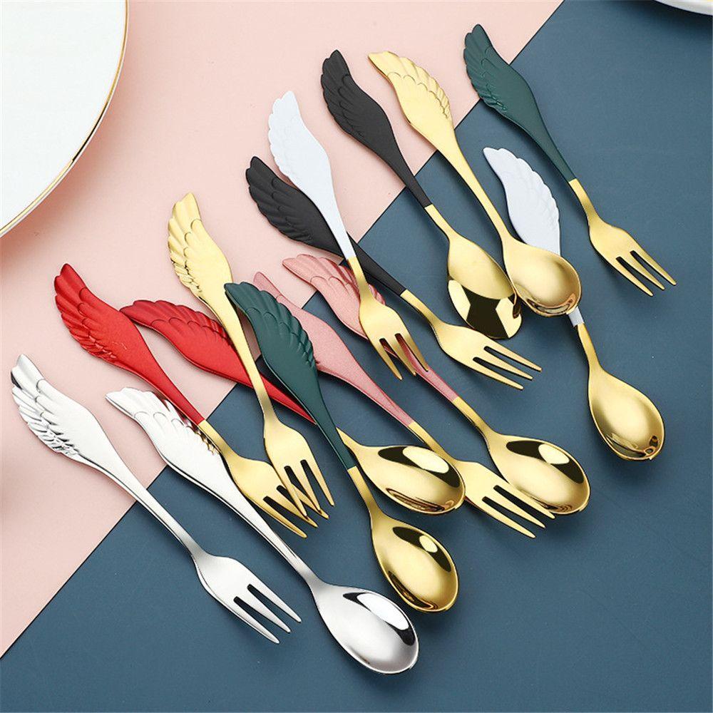 Solighter Sendok Kopi Hadiah Buah Garpu Cutlery Set Stainless Steel