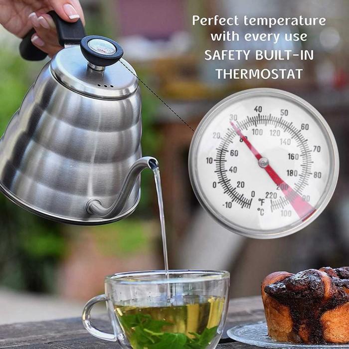 Teko Leher Angsa 1000ml Termometer Stainless Gooseneck Kettle V60