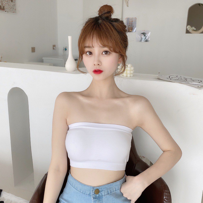 Blackpink Bra Kemben Seamless Tanpa Tali Anti Slip Pakaian Dalam BH Wanita 1172