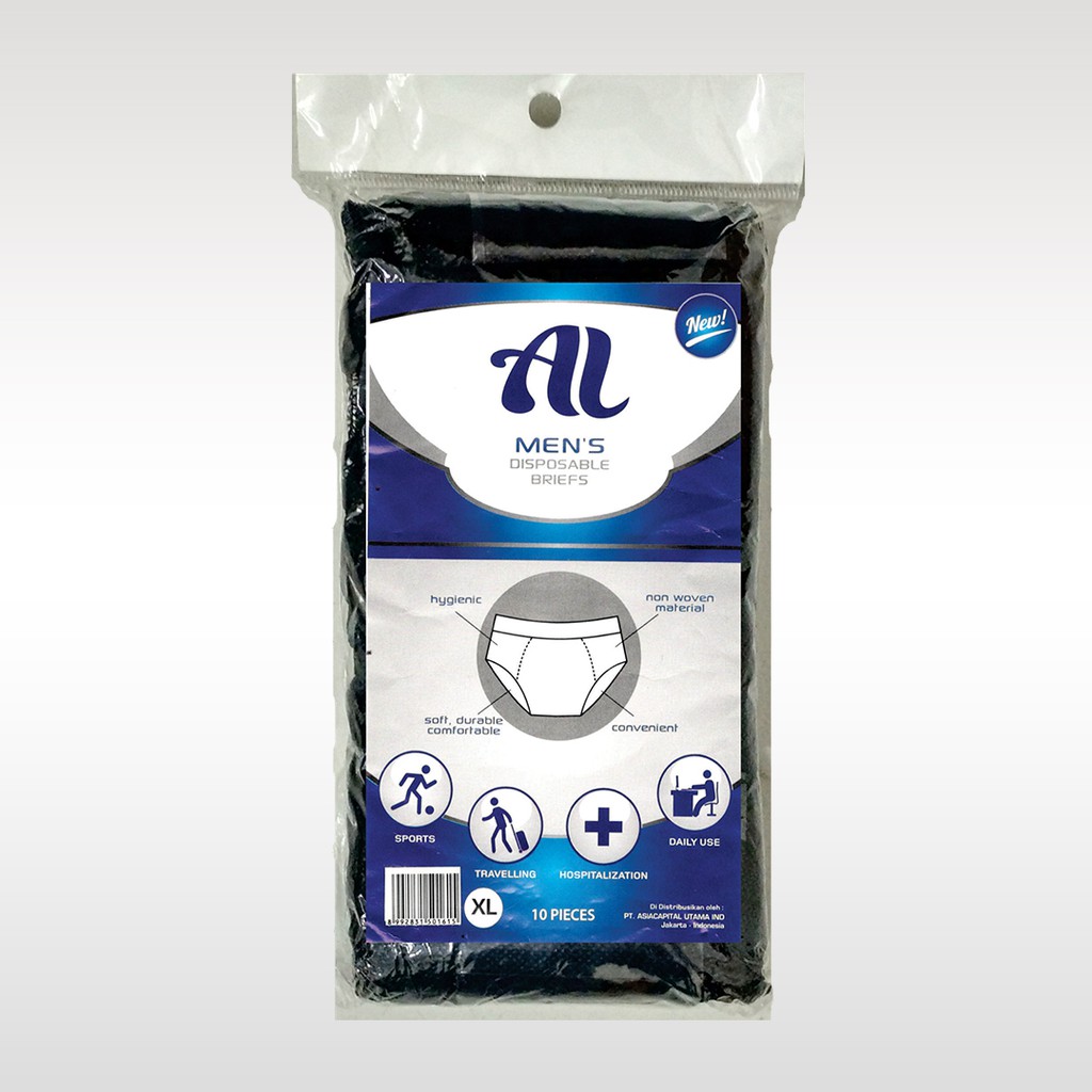 

AL / Celana Dalam Sekali Pakai Pria / AL Men's Disposable Briefs Spa Dan Hotel Hitam - 10Pcs