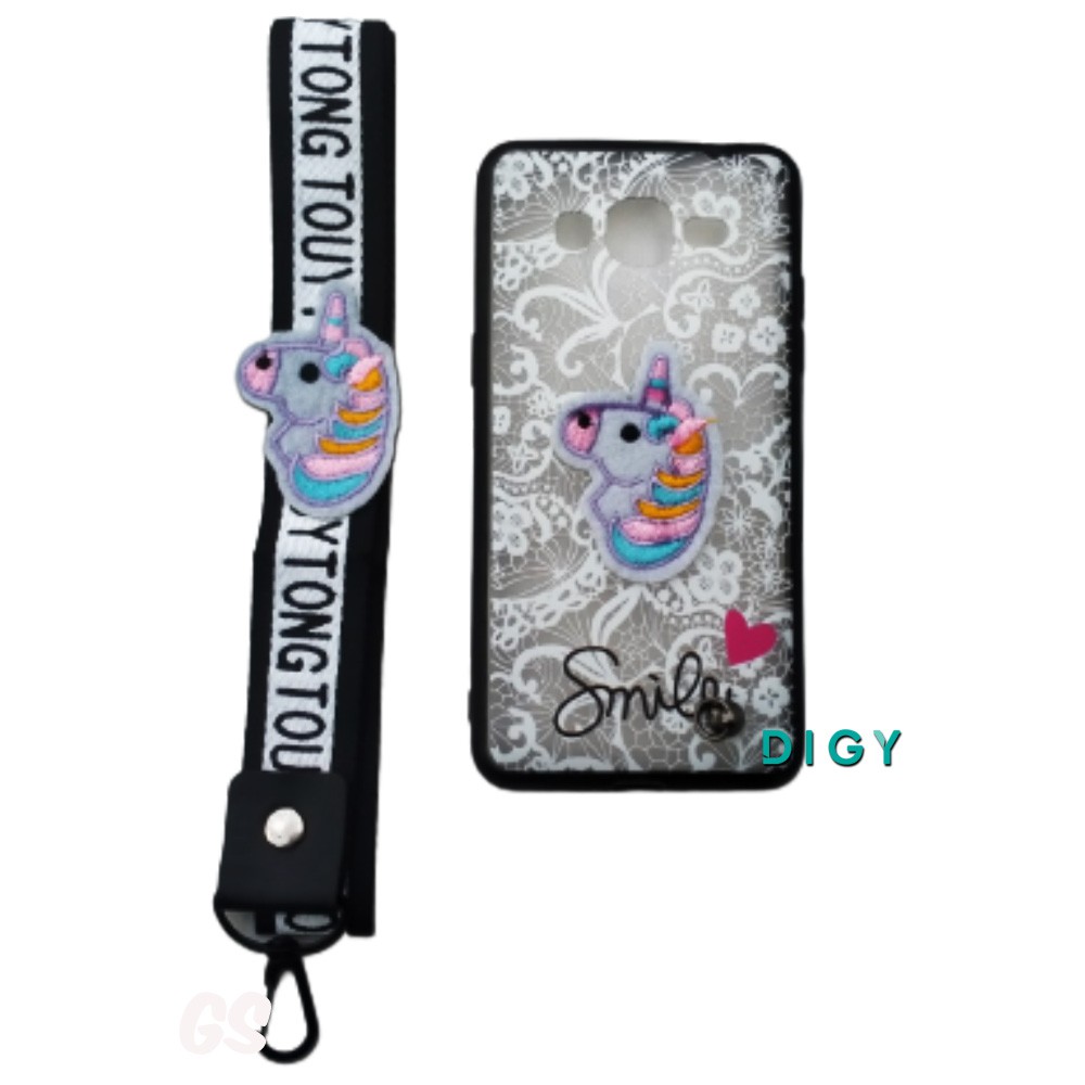 Case Samsung J2 PRIME Bordir Motif Bunga Plus Gantungan Case Case Bordir Hardcase Flower Unicorn