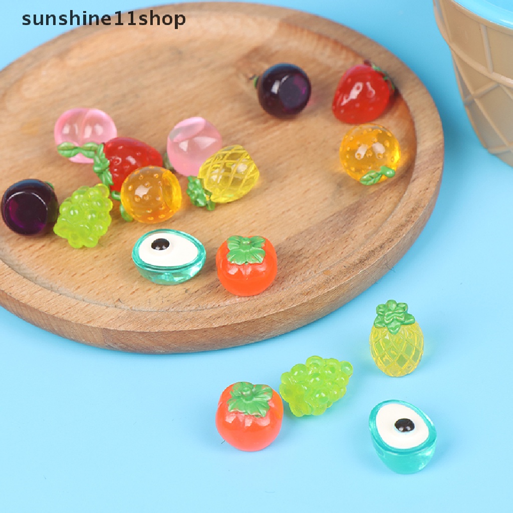 (SHO) 5pcs / Set Mainan Miniatur Buah / Makanan Bahan Resin Skala 1: 12 Untuk Aksesoris Rumah Boneka