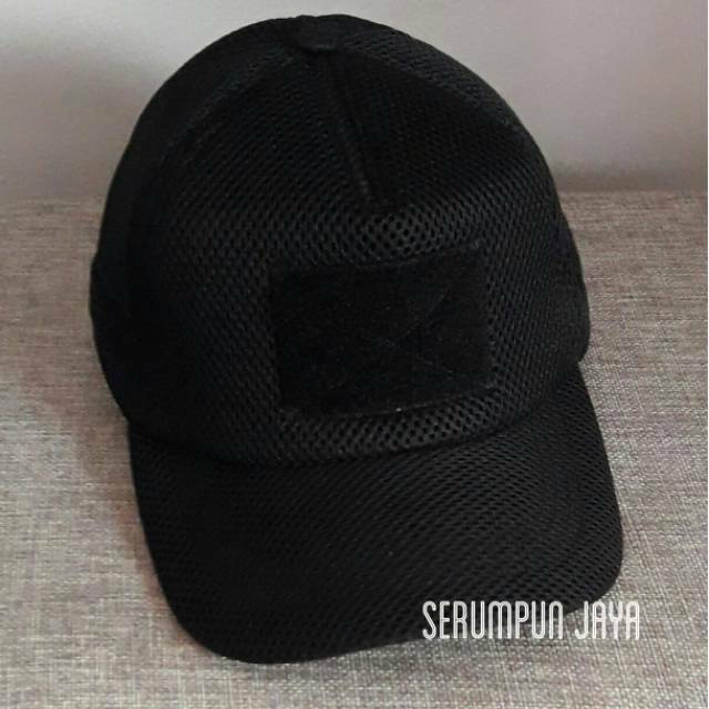 TOPI JARING VELCRO HITAM - DOUBLE MESH