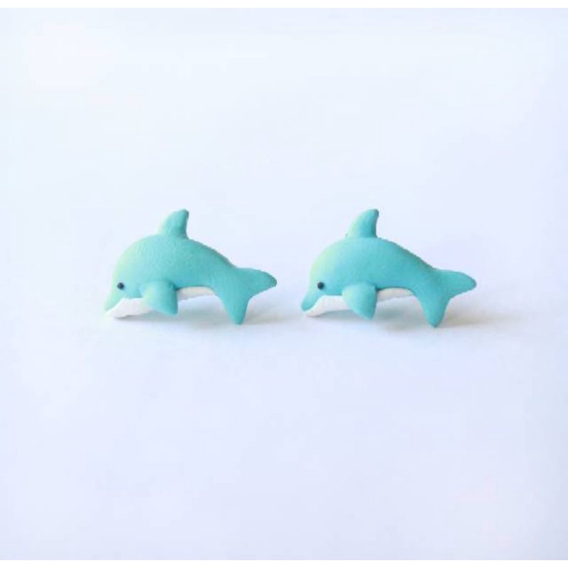 Anting tusuk lumba lumba dolphin handmade clay import giwang anak