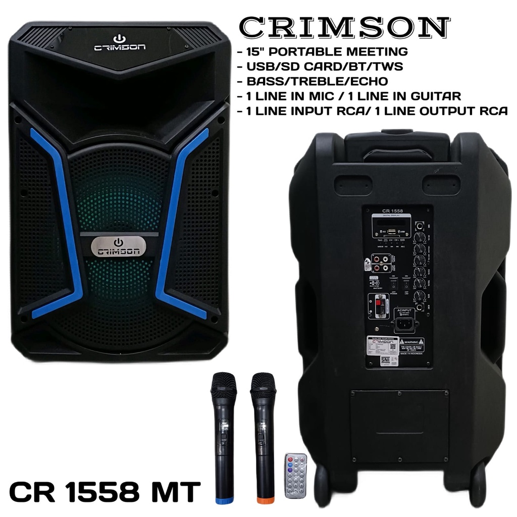 SPEAKER AKTIF PORTABLE 15 INCH CRIMSON CR1558 BLUETOOTH SPEAKER