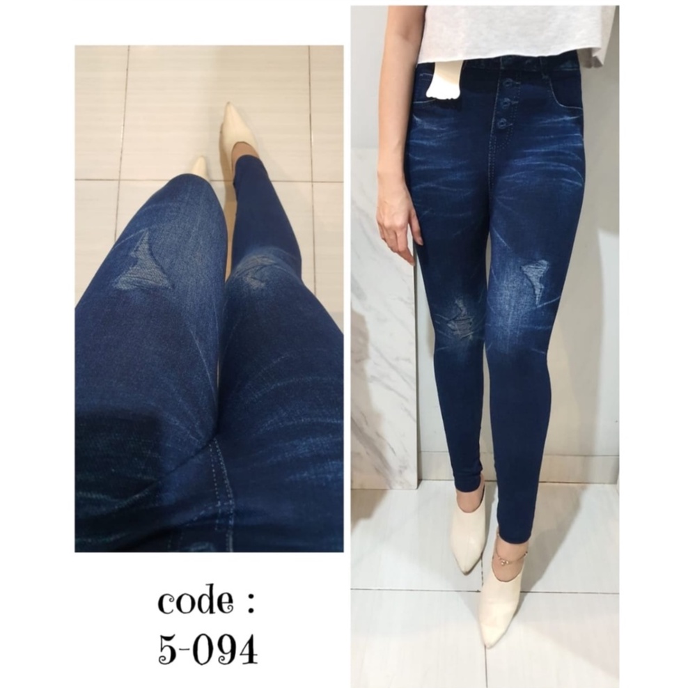 Celana legging jeans dewasa panjang motif Abstrak. import 5094#