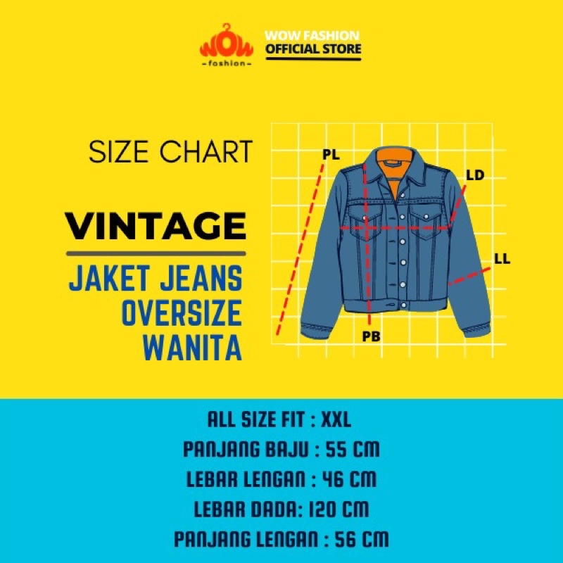 WOW-Vintage Jaket Jeans Oversize Wanita