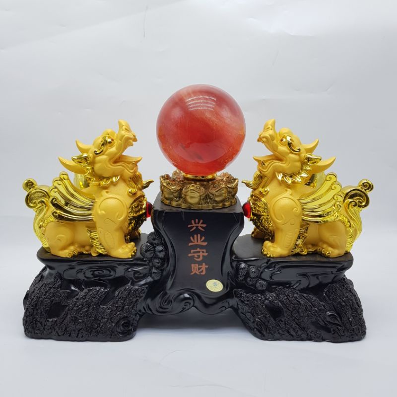 Patung hiasan pajangan qi lin emas JS2139