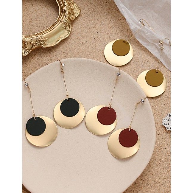 LRC Anting Tusuk Fashion Disc Frosted Long Geometric Alloy Earrings K00744