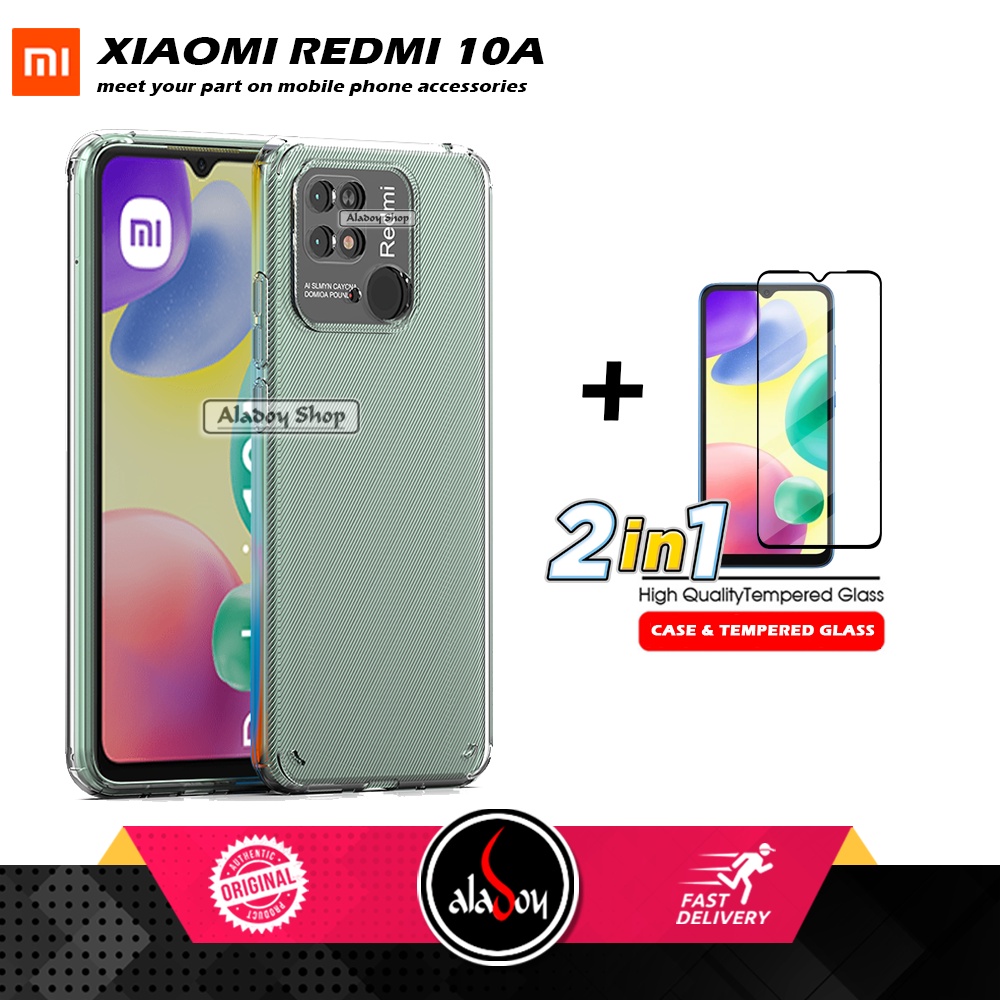 Case Xiaomi Redmi 10A 2022 Ultra Slim Anti Crack Soft Case Casing + Tempered Glass Layar Full Cover