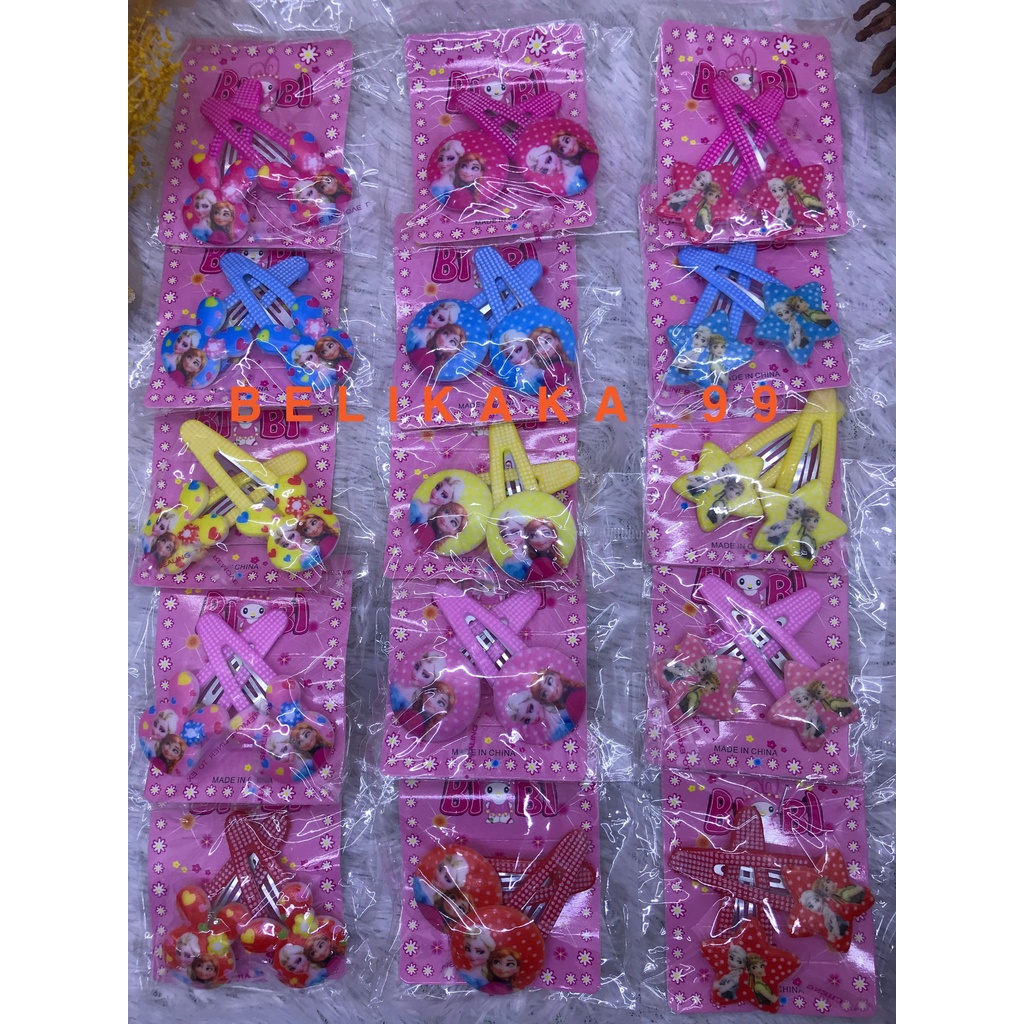 (1 PASANG) JEPIT RAMBUT TIPTOP PASANG ANAK MOTIF HELLO KITTY DAN FROZEN / JEPIT PASANG / JEPIT PASANG ANAK / JEPIT HELLO KITTY / JEPIT FROZEN / JEPIT PASANG HELLO KITTY / JEPIT ANAK / JEPIT KECIL / JEPIT MOTIF / JEPIT KARAKTER