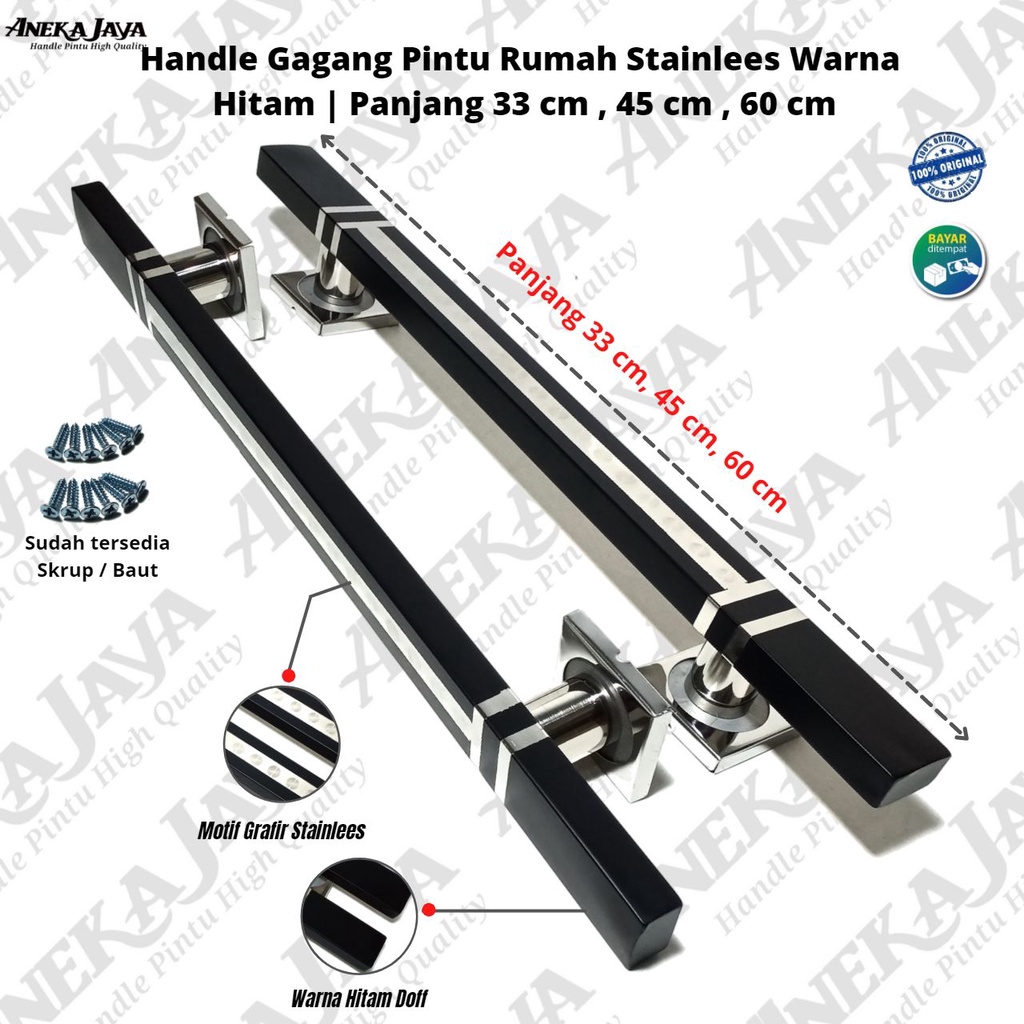 Handle pintu rumah minimalis 33 cm 45 cm 60 cm gagang pintu rumah tarikan pintu rumah pegangan pintu rumah minimalis murah