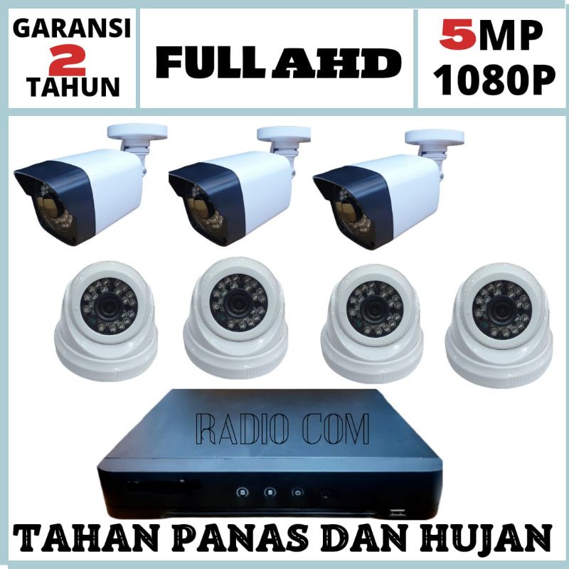 PAKET CCTV 8 CHANNEL 7 KAMERA LENSA 5MP 1080P IR SONY KOMPLIT